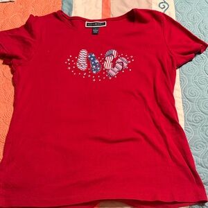 Karen Scott Red Tee with Flip Flop Design